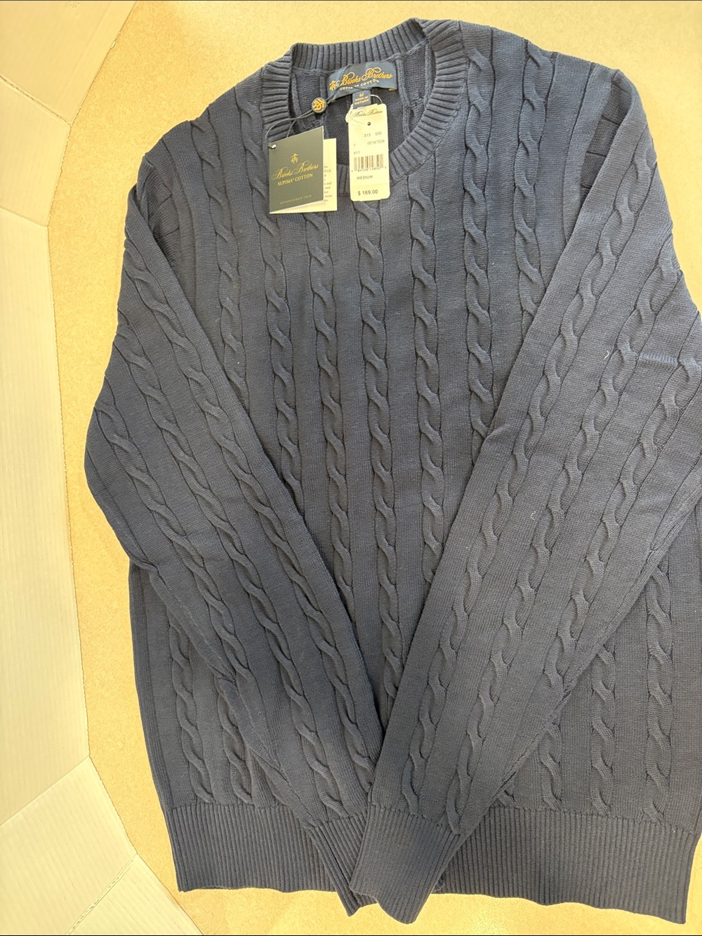 Brooks Brothers Men's Navy Cable Crewneck Sweater